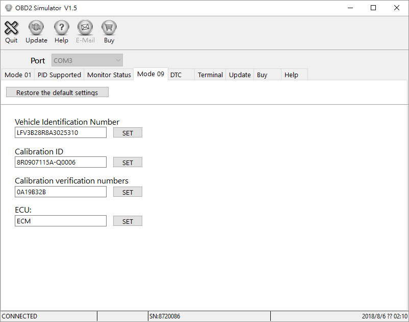 OBD-II ECU Simulator